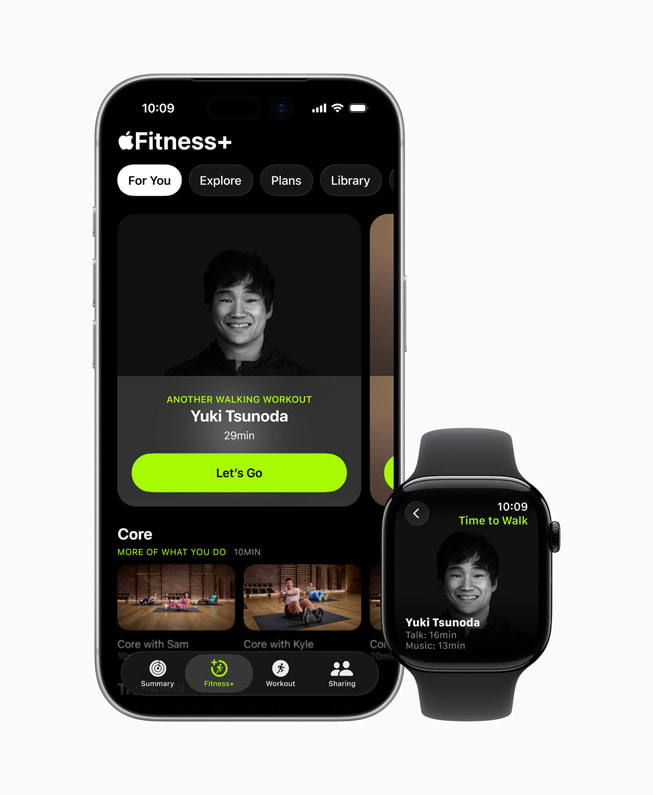 On iPhone 17 Pro, Yuki Tsunoda’s Time to Walk episode is shown within Apple Fitness+.