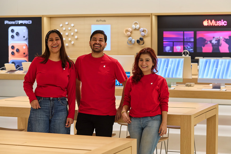 Team members at Apple Noida in Noida, Uttar Pradesh, India.