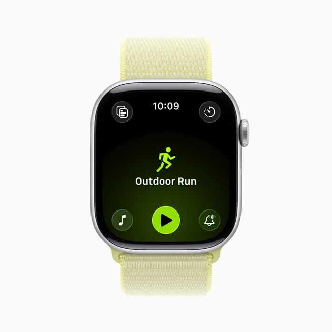 La pantalla de inicio de un entrenamiento de Carrera al Aire Libre en un Apple Watch Series 11. 
