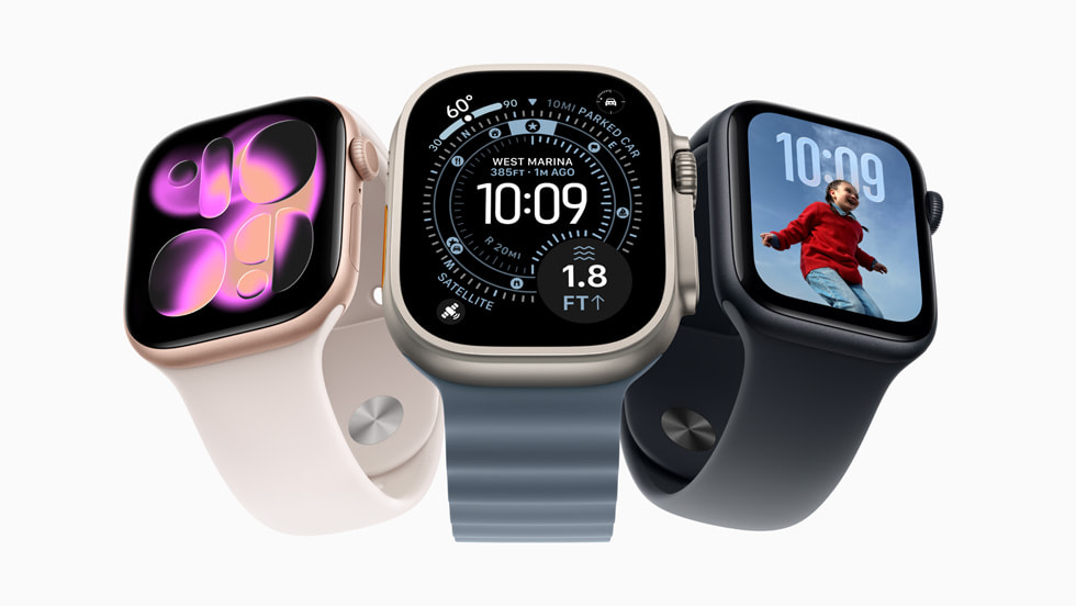 La línea actual de Apple Watch: Apple Watch Series 11, Ultra 3 y SE 3.