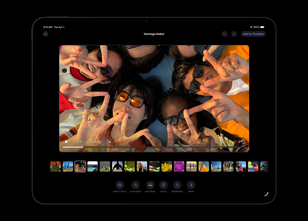 Montage Maker in Final Cut Pro displayed on iPad Pro.
