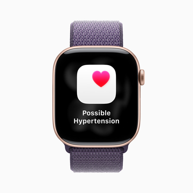 A hypertension notification displayed on Apple Watch Series 11.