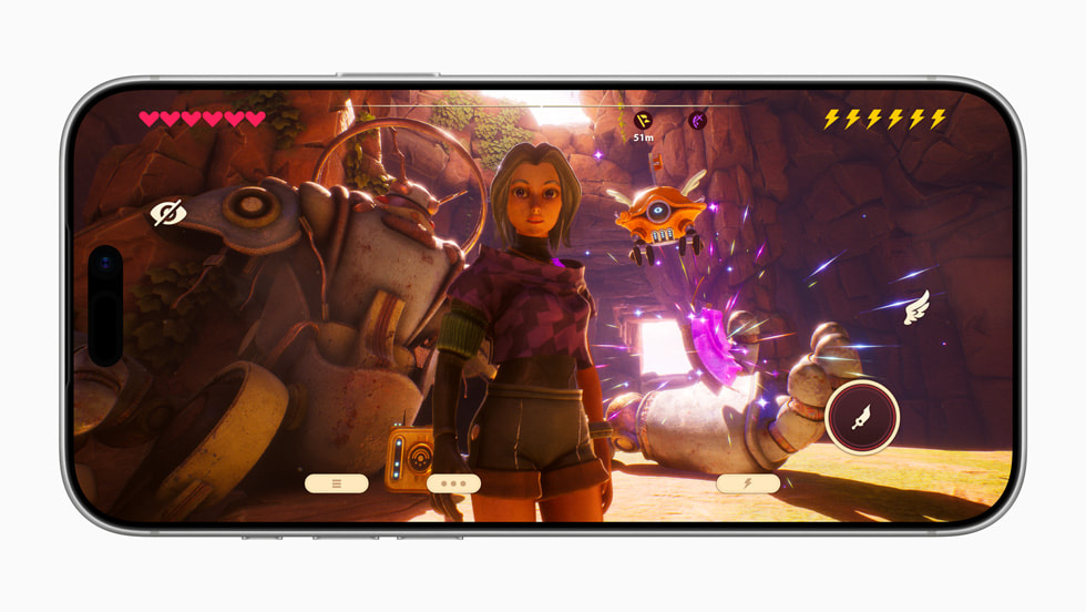 First-person mode in Oceanhorn 3, shown on iPhone 17 Pro Max.