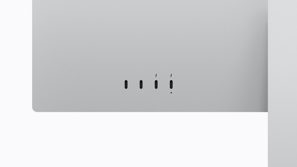 A close-up on the ports on Studio Display XDR.