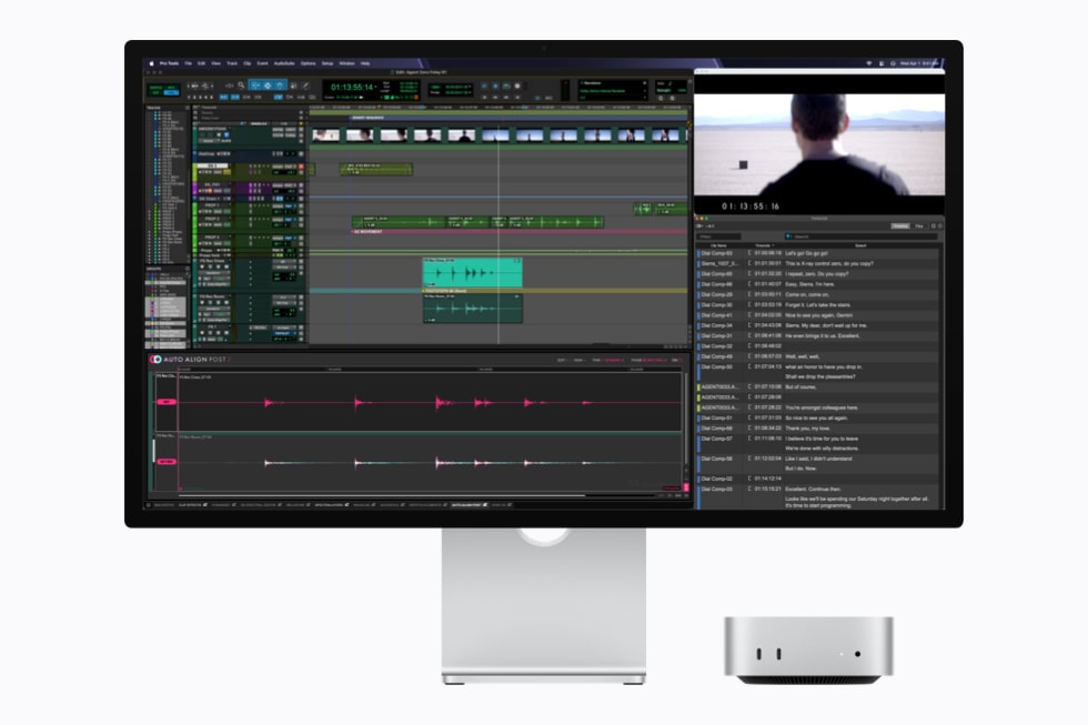 Mac mini with M5 Pro is shown with a display running Pro Tools.