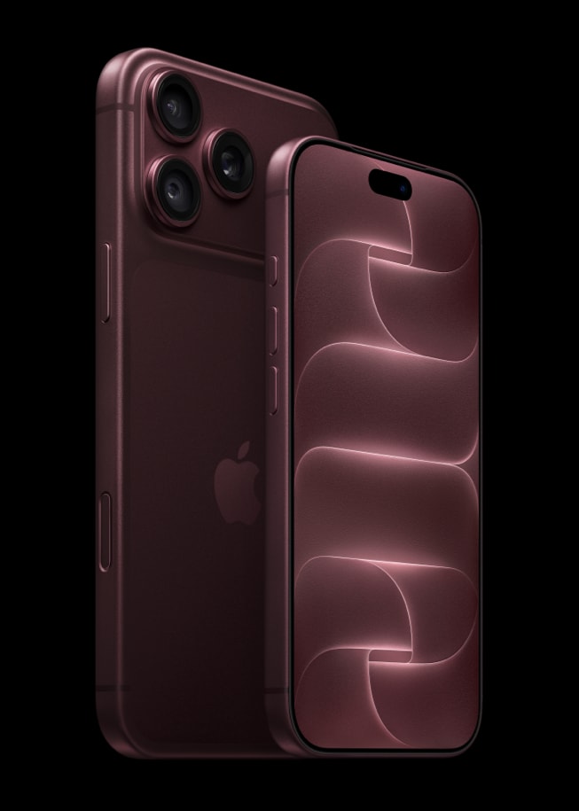 The front of a burgundy iPhone 18 Pro is displayed next to a rear-facing burgundy iPhone 18 Pro Max.