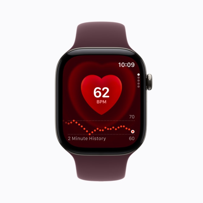 Apple Watch Series 12 shows the Heart Rate app.
