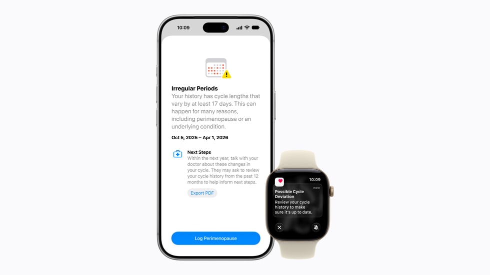 The updated Cycle Tracking experience in the Health app.