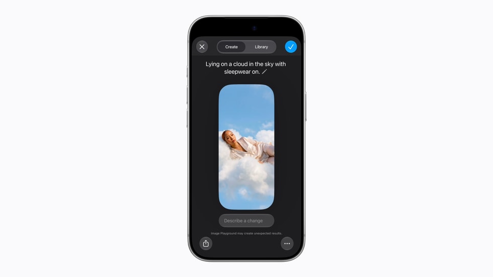 On iPhone 18 Pro, a user employs the Image Playground app.