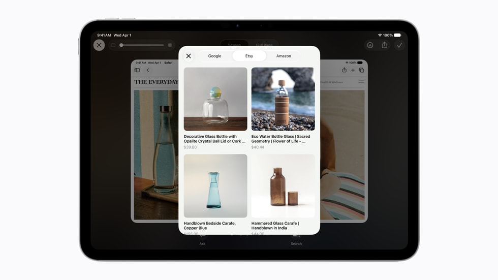 The Visual Intelligence experience is shown on a user’s iPad.
