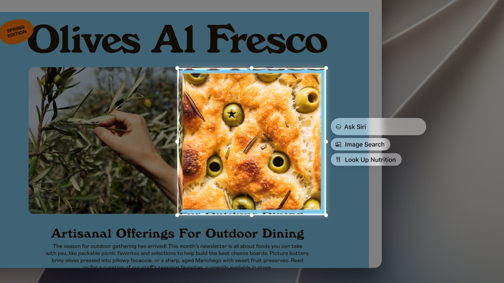 The new Visual Intelligence experience is shown on a user’s MacBook.