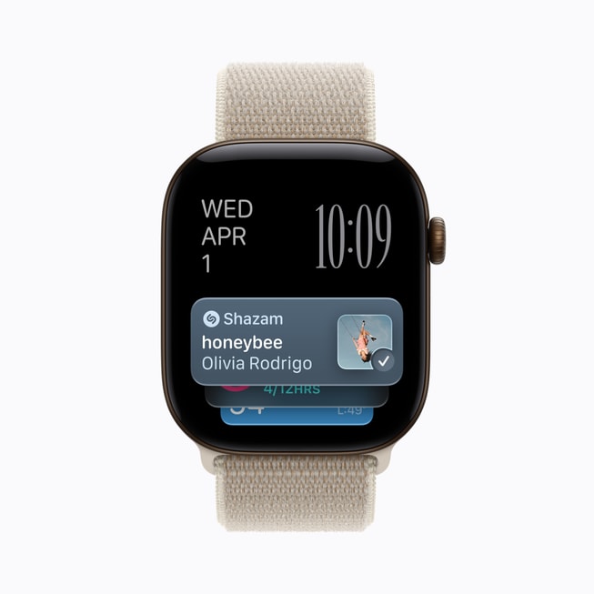 Sound Recognition in Shazam is shown on Apple Watch Series 12.