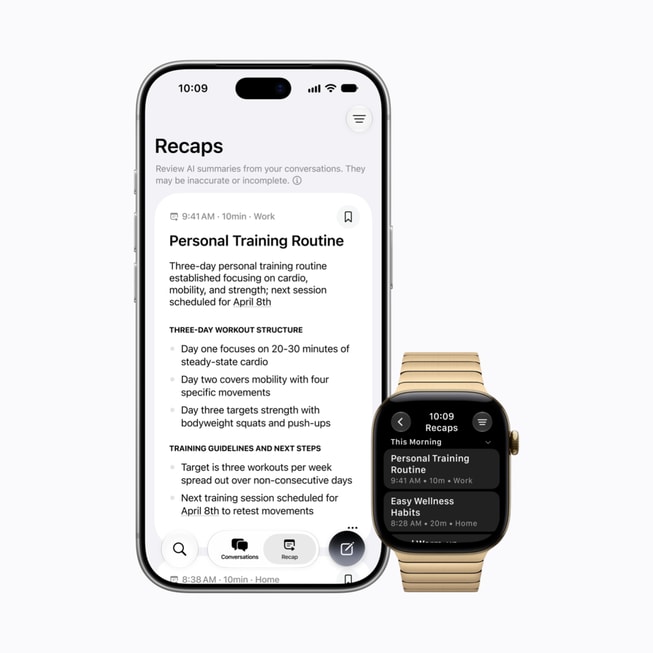 Siri Recap is shown on iPhone 18 Pro and Apple Watch Series 12.