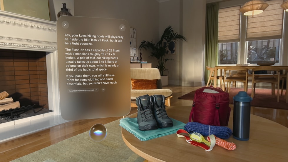 Visual Intelligence capabilities are shown on Apple Vision Pro.