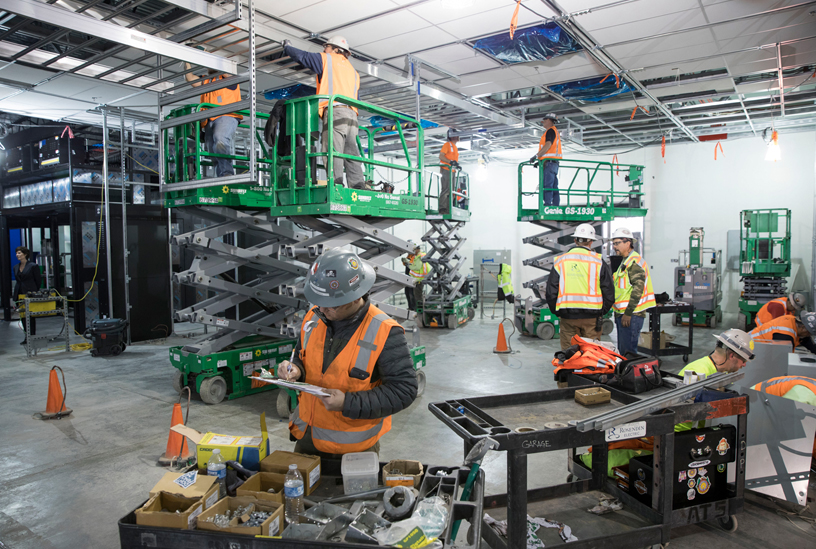 Construction workers at Apple data center in Reno.