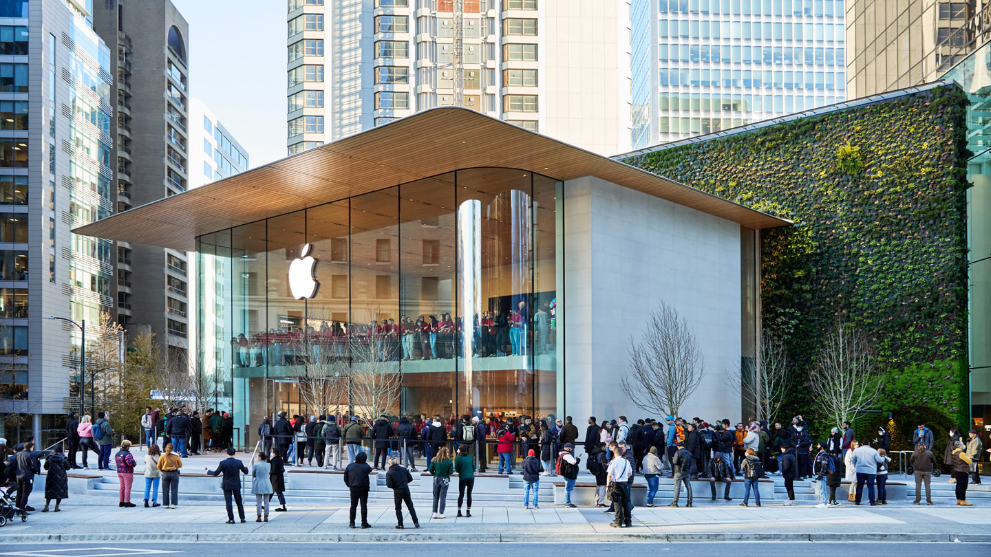 The exterior of the new Apple Pacific Centre in Vancouver, Canada.