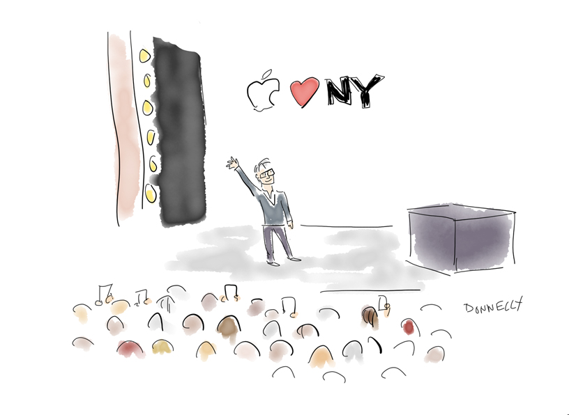 iPad Pro illustration by Liza Donnelly of the keynote at Brooklyn Academy of Music.
