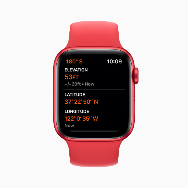 Ground elevation displayed on the Apple Watch Series 6. 