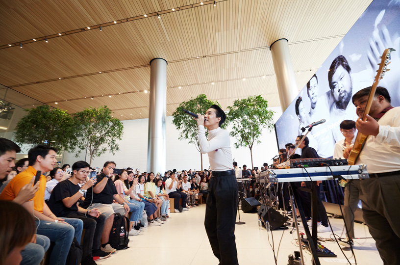 Thai band Polycat perform at Apple Iconsiam.