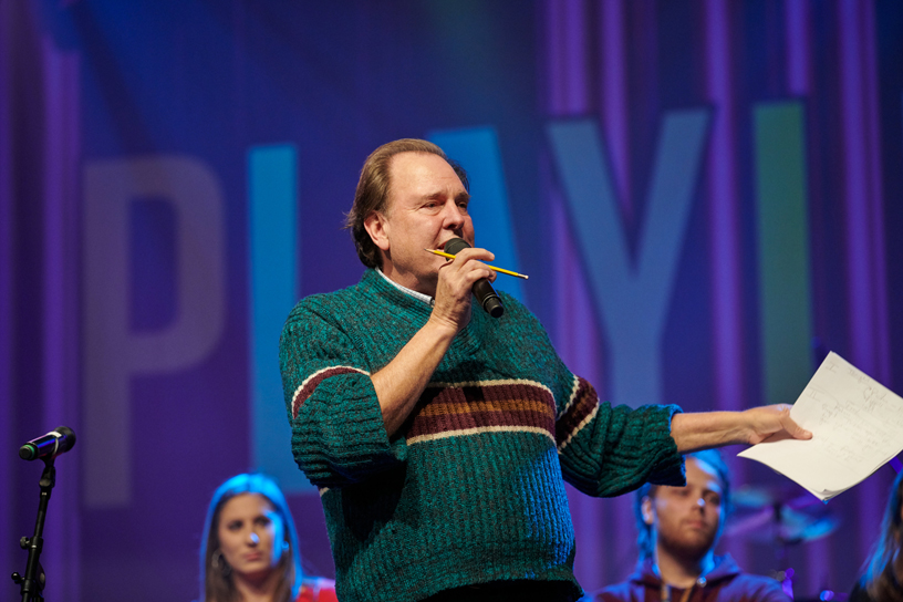 Jamie Knight on stage.