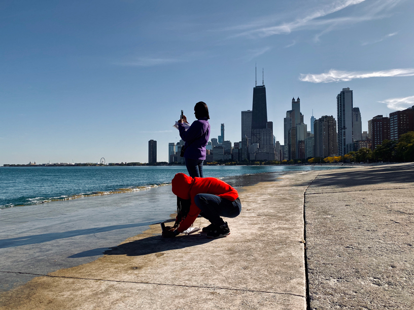 DRW College Prep students with iPhone 11.