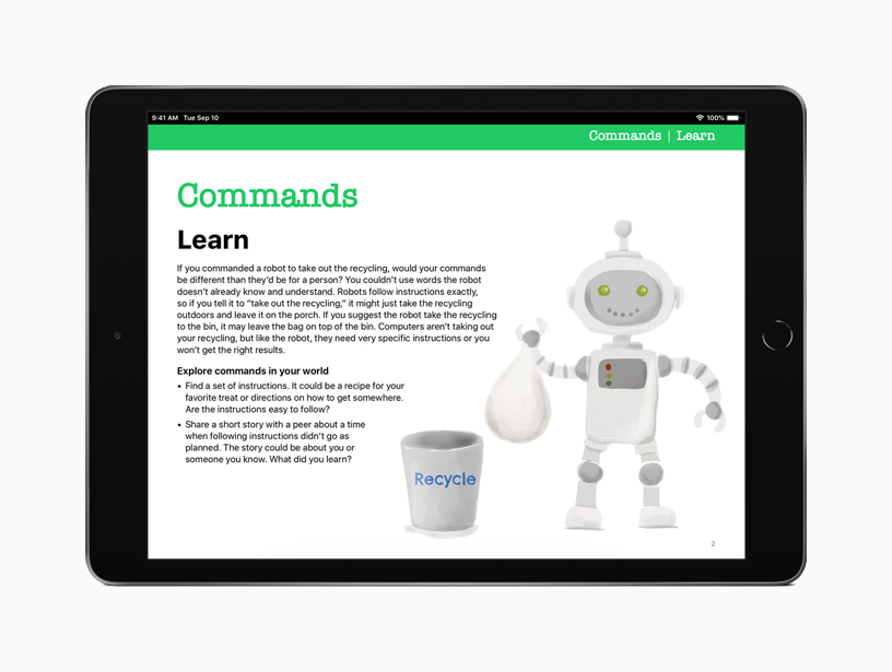 Everyone Can Code Puzzles on iPad.