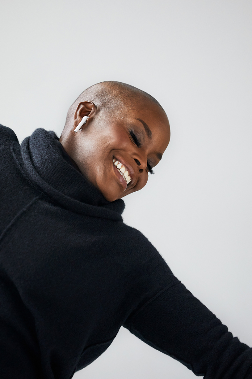 Hope Boykin wearing her AirPods.