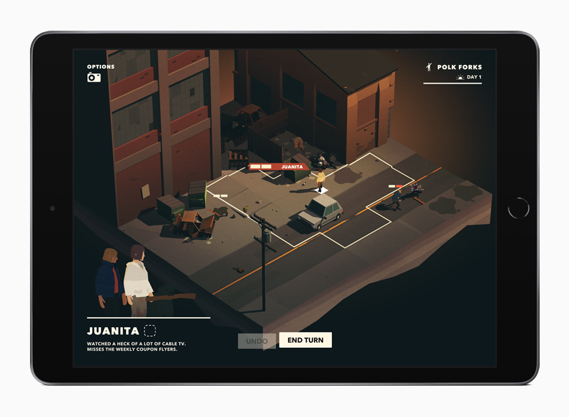Gameplay from “Overland” displayed on iPad.