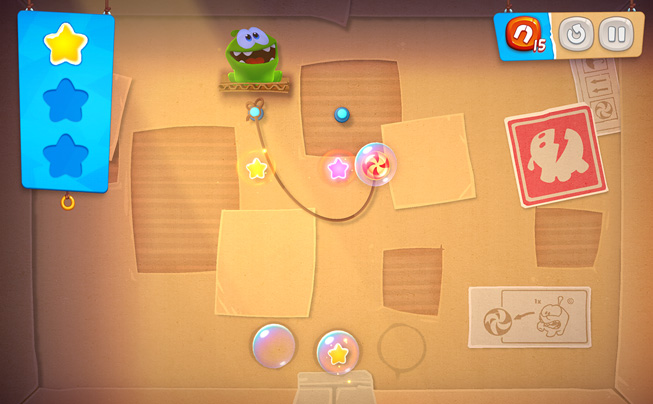 A still from the game “Cut the Rope Remastered.” 