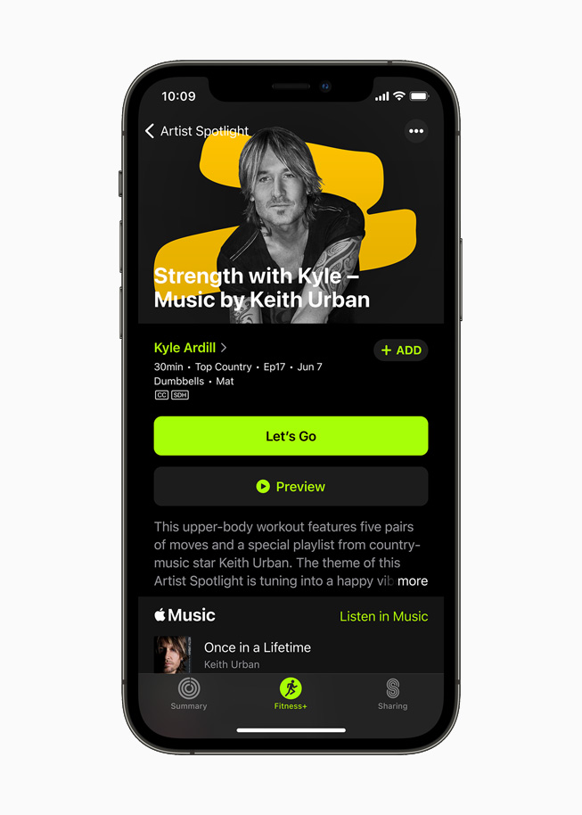 Keith Urban on the new Artist Spotlight series for Fitness+ users on iPhone 12 Pro.