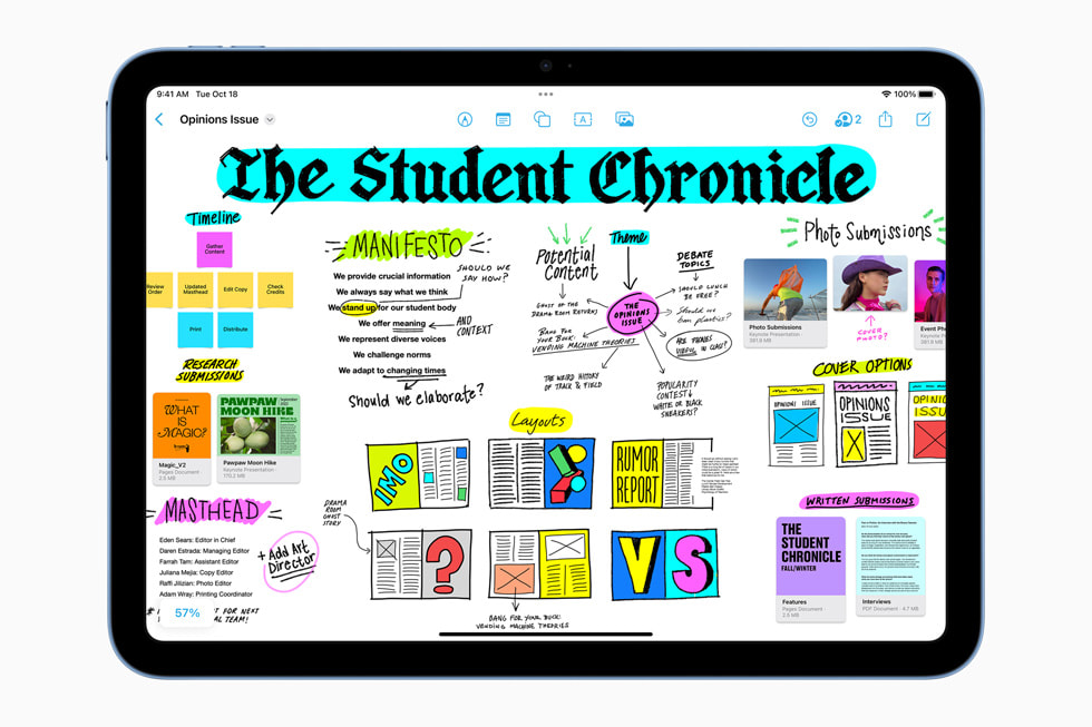 iPadOS 16’s Freeform feature on the new iPad.