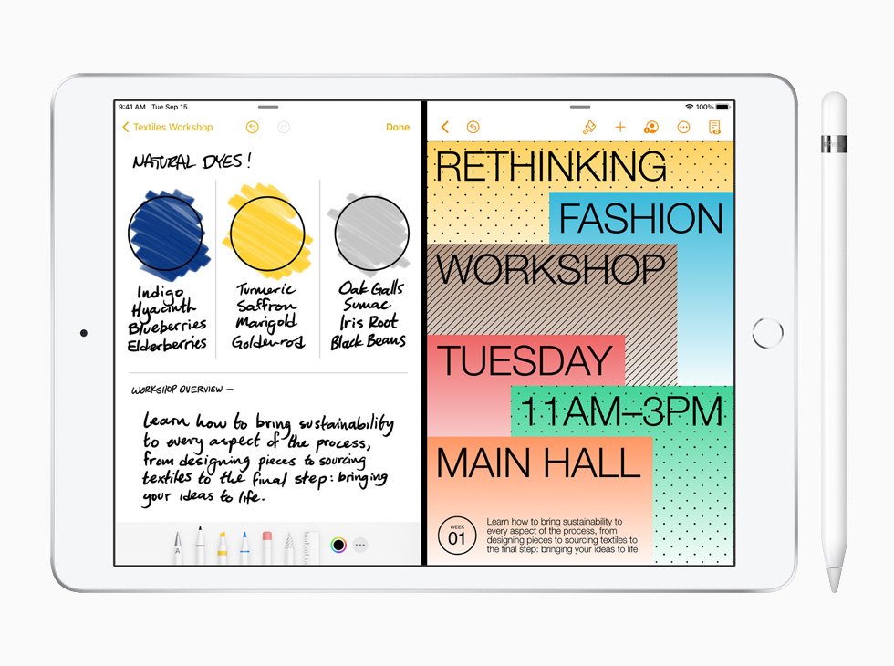 New iPad with Apple Pencil and Notes app.