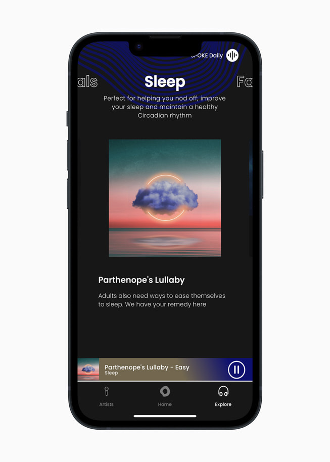 Sleep section on the SPOKE app on iPhone 14.