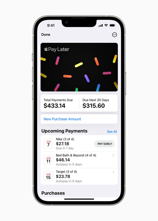 An iPhone screen shows a user’s Wallet with cards and Order Tracking.