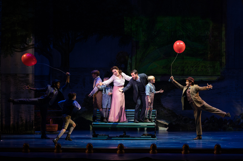 The cast of Finding Neverland on stage.