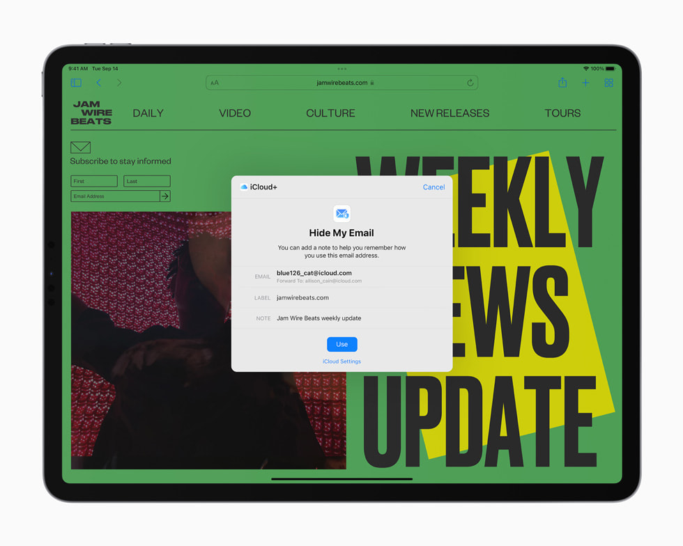Mail Privacy Protection displayed on iPad Pro.