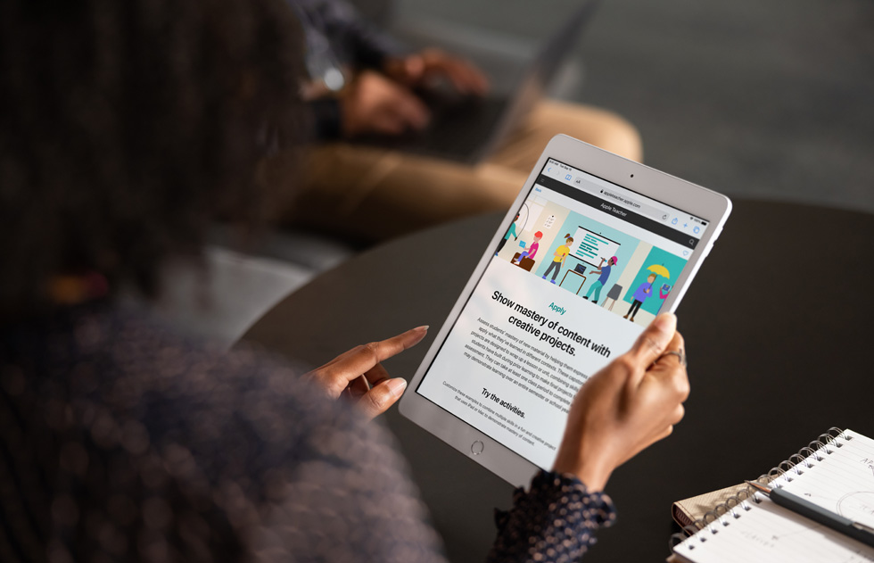 A user navigates Apple Teacher Portfolio on iPad.