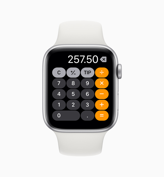 Calculator app on Apple Watch.