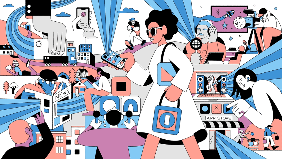 Illustration of various Services in use.