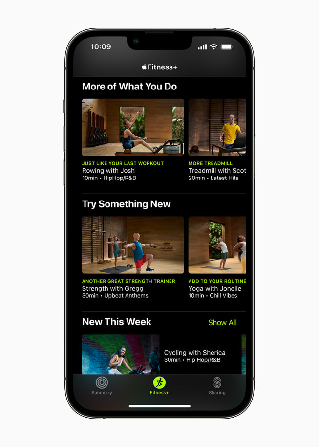 Apple Fitness+ auf einem iPhone 13 Pro.
