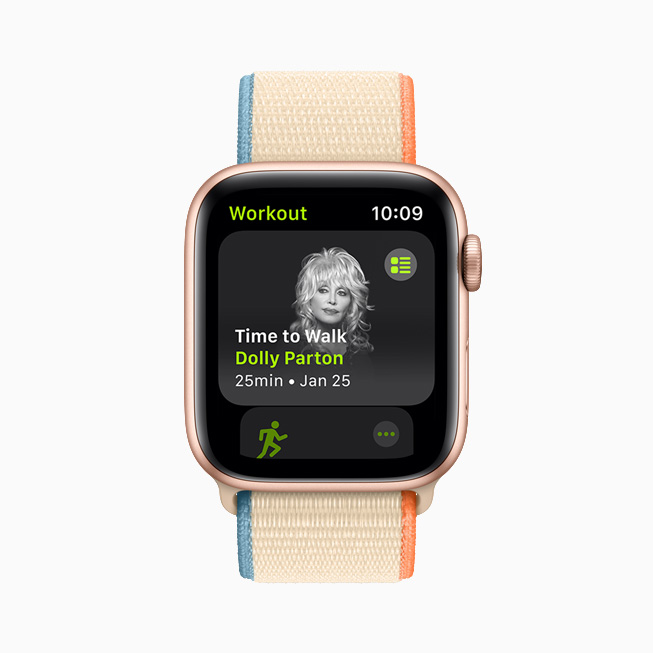 Dolly Parton displayed on Apple Watch. 