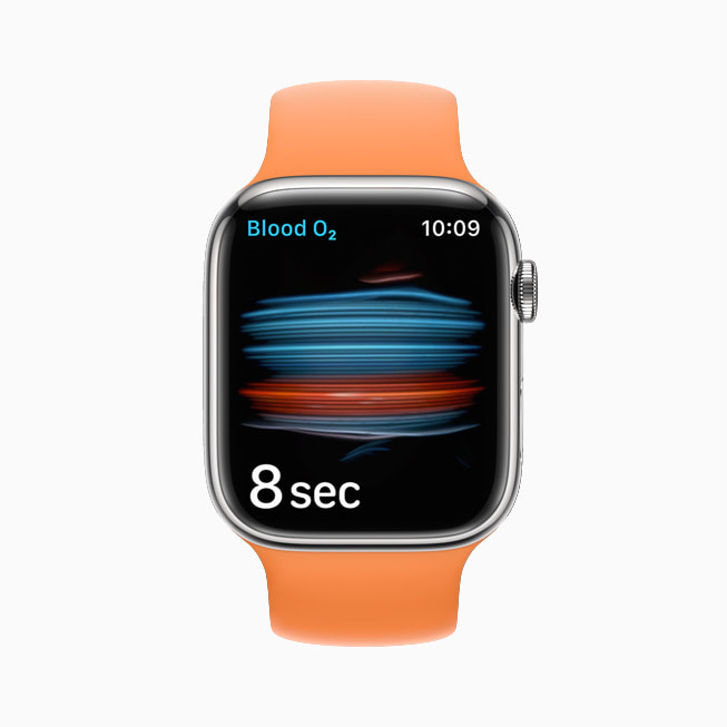 The Blood Oxygen sensor and app is shown on Apple Watch Series 7.