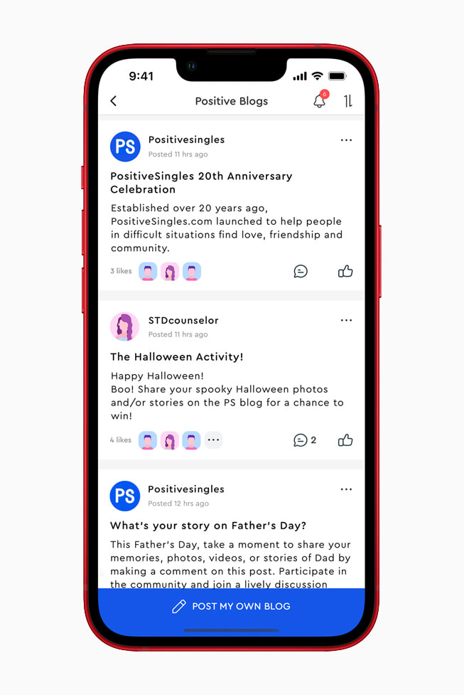 Shown on iPhone, Positive Singles is an inclusive dating app.