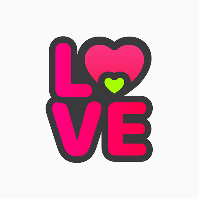 An animated “LOVE” sticker is shown as part of the Heart Month Activity Challenge.