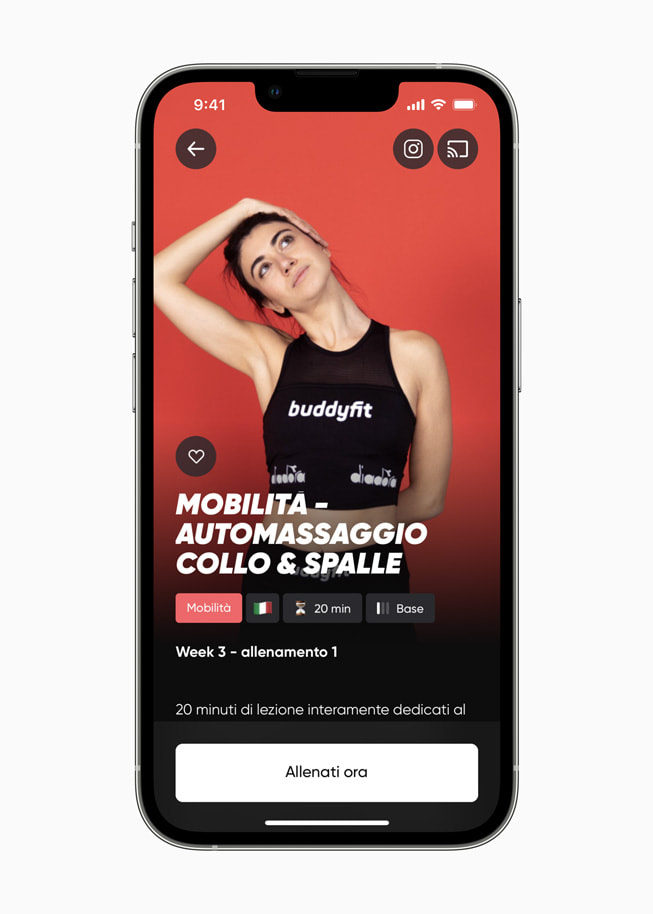 Schermata dell’allenamento Mobilità nell’app Buddyfit.