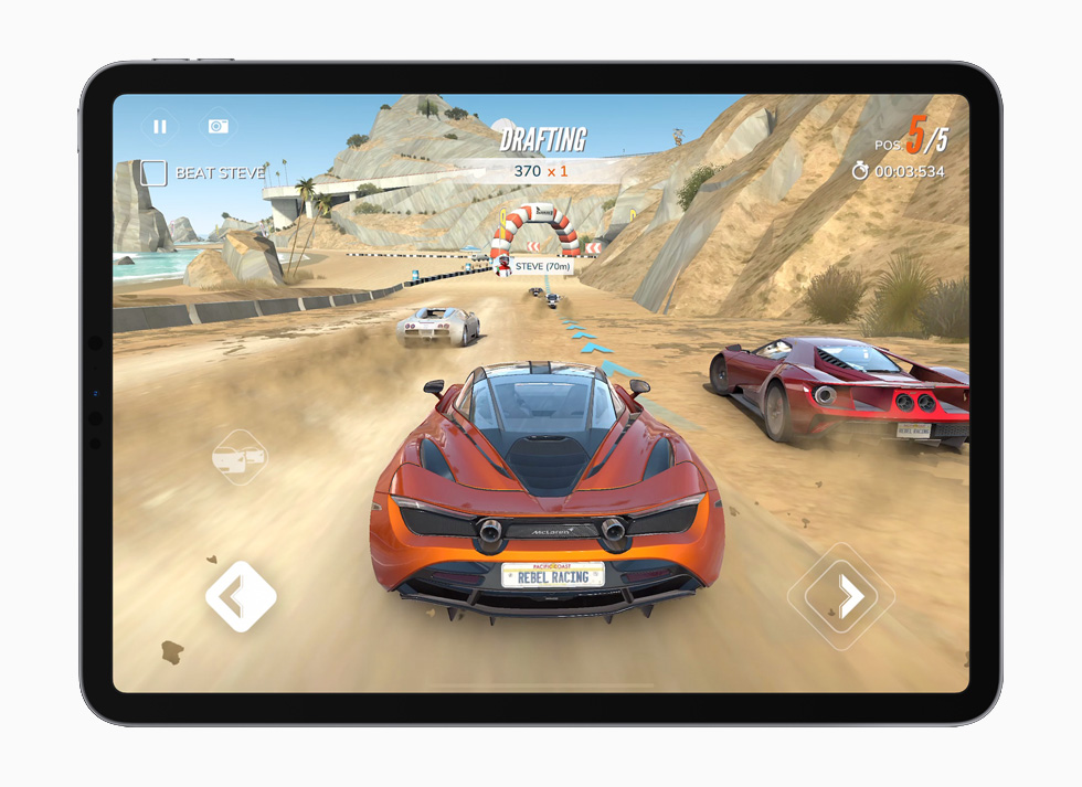Hutch Games’s Rebel Racing game, displayed on iPad Pro.