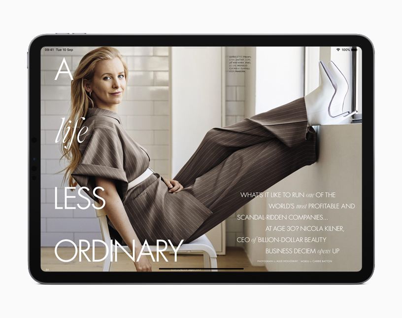 iPad showing an article from Apple News+.