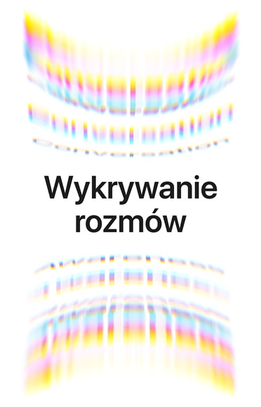 Fala dźwięków otoczenia na górze i na dole, tekst na środku: Wykrywanie rozmów