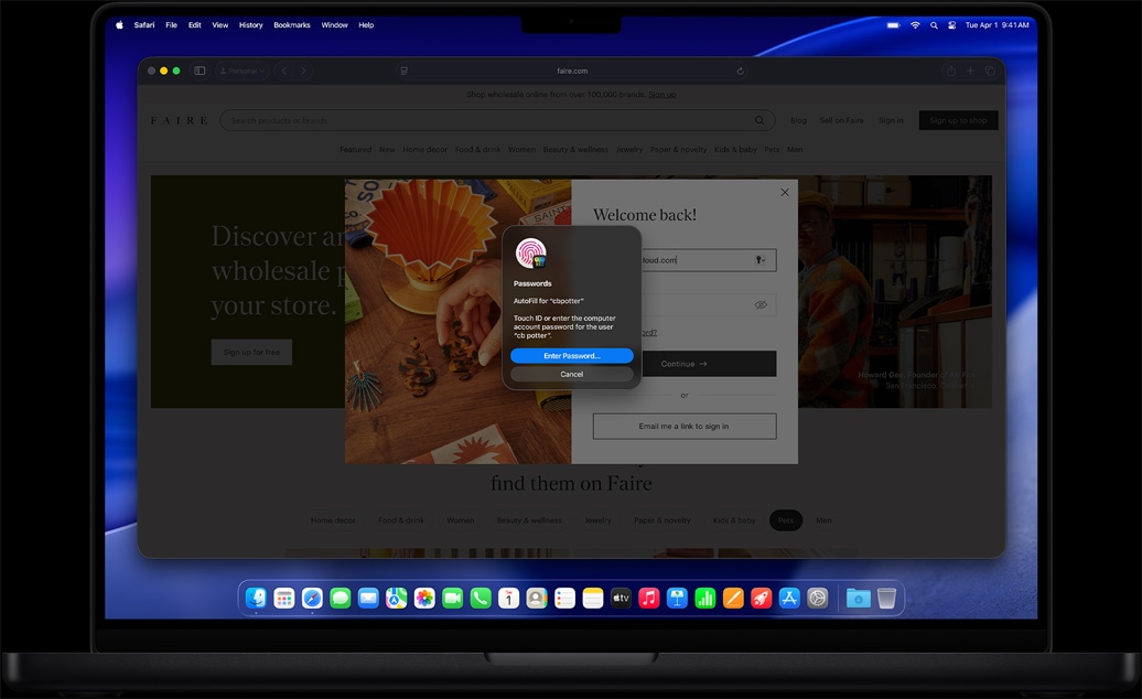 Pri surfovaní v Safari sa používateľovi zobrazí výzva na prihlásenie do webu pomocou funkcie Touch ID