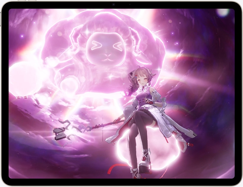 iPad Air ekranında aksiyon oyunu Control’ün bir oyun sahnesi gösteriliyor